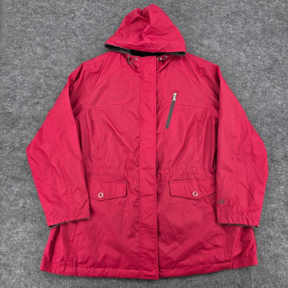 Free Country Womens Magenta Pink Fleece Lined Hooded Ripstop Jacket Plus Size 2X